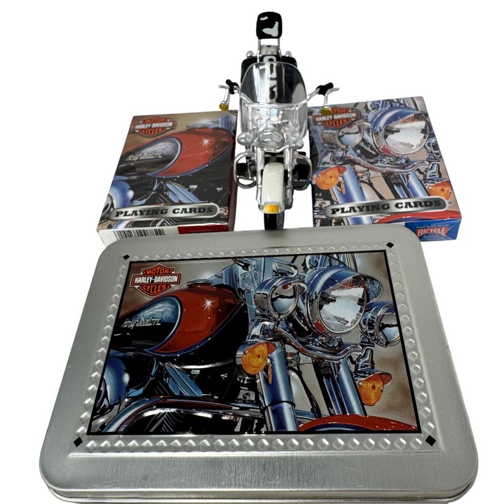 Harley-Davidson Die-Cast Replica Motorcycle Maisto & Playing Cards Collectible - Picture 6 of 14